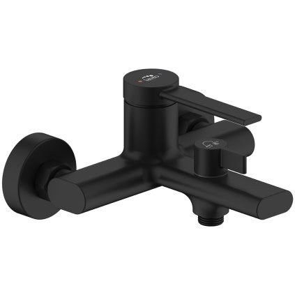 Laveo Pinar, falra szerelhető kádcsaptelep zuhanygarnitúra nélkül 150mm, fekete matt, LAV-BAW_710D