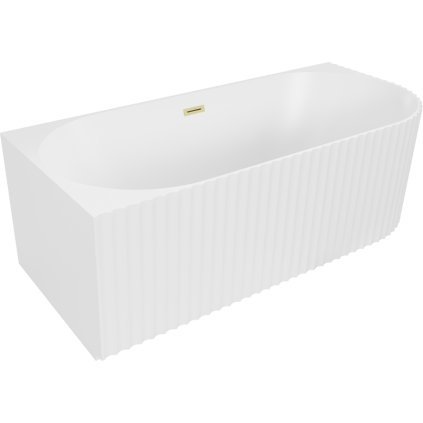 Mexen Gia, szabadon álló sarokkád, hornyolt, bal, 170 x 80 cm, fehér matt, arany matt túlfolyó, 52701708001L-55