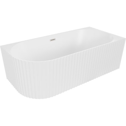 Mexen Gia, szabadon álló sarokkád, hornyolt, jobb, 170 x 80 cm, fehér matt, szálcsiszolt acél, 52701708001P-97