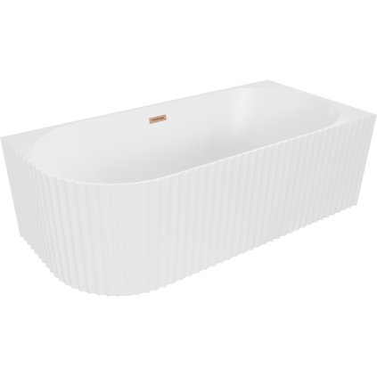 Mexen Gia, szabadon álló sarokkád, hornyolt, jobb, 170 x 80 cm, fehér matt, rézmatt, 52701708001P-65