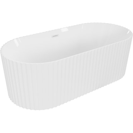Mexen Paola, szabadon álló kád, barázdált, 150 x 75 cm, fehér fényes, fehér túlfolyó, 52721507500-20