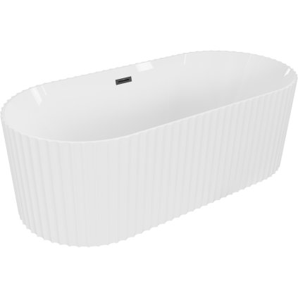 Mexen Paola, szabadon álló kád, barázdált, 150 x 75 cm, fehér fényes, fekete matt, 52721507500-70