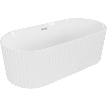 Mexen Paola, szabadon álló kád, hornyolt, 150 x 75 cm, fehér fényes, króm túlfolyó, 52721507500-01