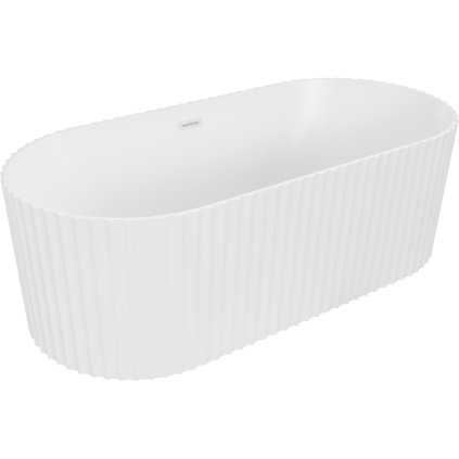 Mexen Paola, szabadon álló kád, barázdált, 150 x 75 cm, fehér matt, fehér túlfolyó, 52721507501-20