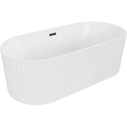 Mexen Paola, szabadon álló kád, hornyolt, 150 x 75 cm, fehér matt, fekete matt, 52721507501-70