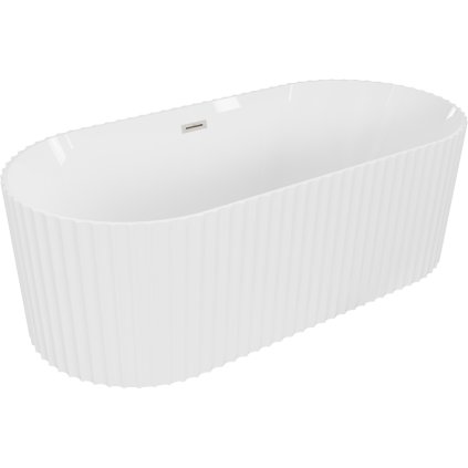 Mexen Paola, szabadon álló kád, hornyolt, 170 x 80 cm, fehér fényes, szálcsiszolt acél, 52721708000-97