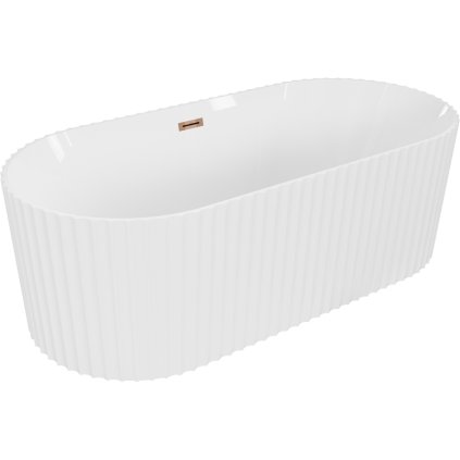 Mexen Paola, szabadon álló kád, barázdált, 170 x 80 cm, fehér fényes, rózsaszín arany, 52721708000-60