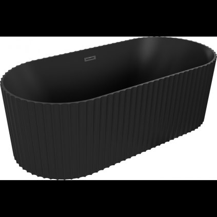 Mexen Paola, szabadon álló kád, barázdált, 170 x 80 cm, fekete matt, fekete matt, 52721708071-70