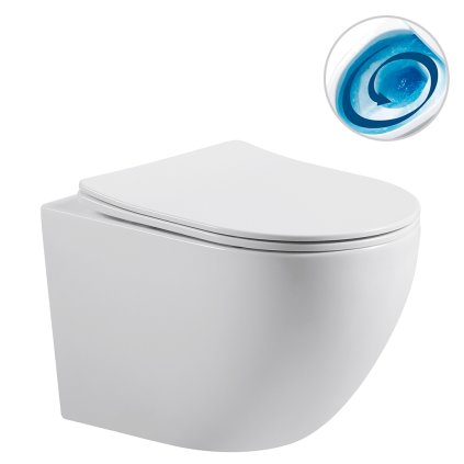 CERANO - Függesztett WC csésze Cesso, Vortex + UF ülőke - fényes fehér - 49x36 cm