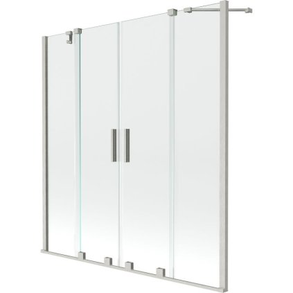 Mexen Velar Duo, csúszó 2 szárnyas kádparaván 140x150 cm, 8mm átlátszó üveg, szálcsiszolt nikkel, 896-140-000-02-97