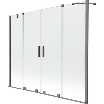 Mexen Velar Duo, eltolható 2 szárnyas kádparaván 200x150 cm, 8mm átlátszó üveg, grafit, 896-200-000-02-95