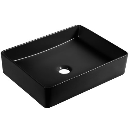 Laveo Kvadrato, kerámia munkalap mosogató 470x360x110mm, fekete matt, LAV-VUK_B247