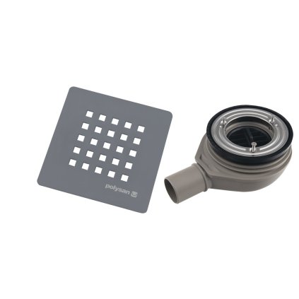 Polysan, TRENECA fürdőkád szifon, átmérő 90mm, DN40, huzat szürke szőnyeg, 84999.31