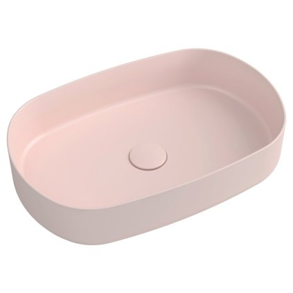 Isvea, INFINITY OVAL kerámia munkalap mosogató, 55x36 cm, lazac rózsaszín, 10NF65055-2S