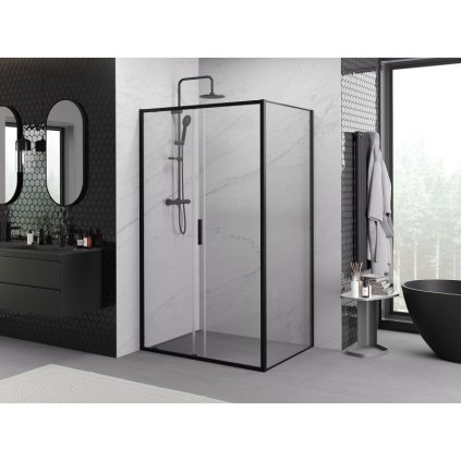 535330 11 mexen exo sprchovaci kut s posuvnymi dverami 100 x 85 cm 6mm cire sklo cierny profil 8151 100 085 70 00