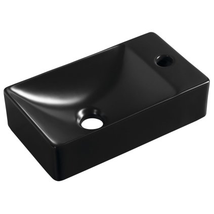Sapho, KIS kerámia mosogató 38x22cm, csapnyílás jobb oldalon, fekete matt, MGT3822B