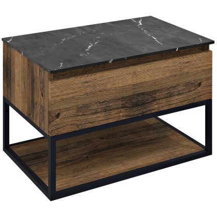 Sapho, SKARA mosdószekrény 80x50x45cm, fekete matt/collingwood tölgy, CG008-1919