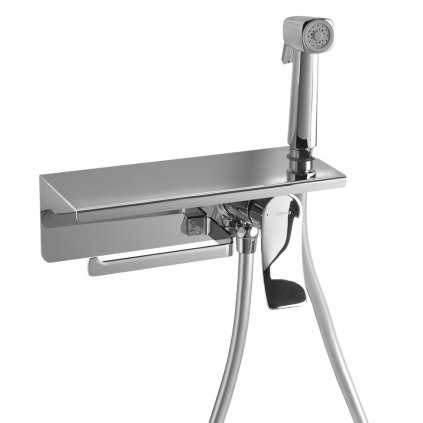 Sapho, Rejtett bidé csaptelep stop zuhannyal és WC-papír tartóval, króm, TJ040