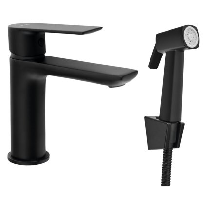Aqualine, Mosócsaptelep bidé spray-vel, fekete, SK401B