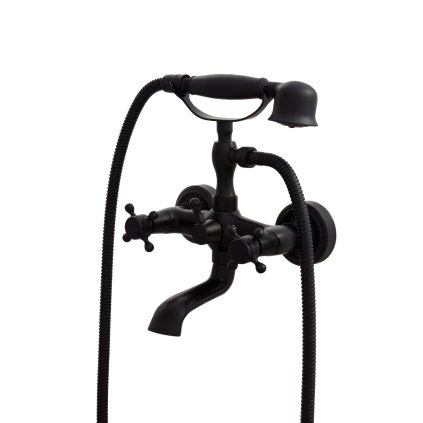 Gamma Retro, falra szerelhető kádcsaptelep kézizuhany készlettel, matt fekete, GMA-BROW-BK