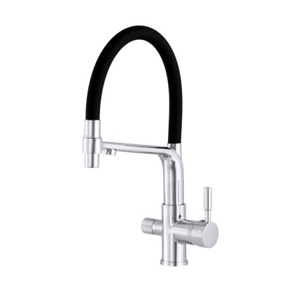 Gamma Vegas, háromutas mosogató csaptelep szűrt vízcsatlakozással, fekete-króm, GMA-BVSKF-CH