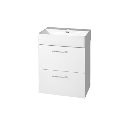 Mereo, Leny, fürdőszoba szekrény kerámia mosdóval 50 cm, fehér, új fogantyú, MER-CN810N