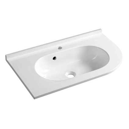 Sapho, PULSE öntött márvány mosdó 75x45cm, bal, fehér, BM752