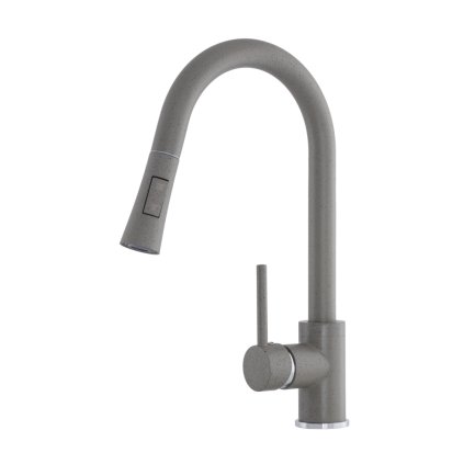 Gamma Taru N, magas mosogató csaptelep kihúzható 2 funkciós kifolyóval, szürke pettyes, GMA-BTN-G