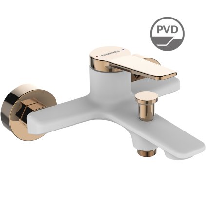 Kuchinox Alanis, falra szerelhető kádcsaptelep 150mm, fehér rózsa arany, LAV-BQI_610D