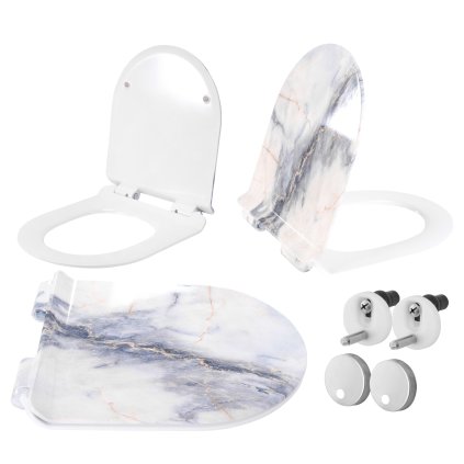 Rea Carlo Granit Shiny, SLIM wc ülőke lassan záródó 410x365 mm, duroplast, lágy záródású, kőutánzat, REA-C4520