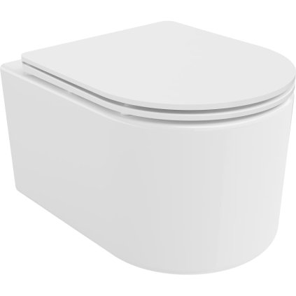 Mexen Sofia, falra akasztható wc csésze 490x360x355 mm, Perem nélküli Tornado + duroplast wc ülőke, fényes fehér, 30540300T