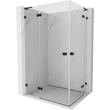 Mexen Lunar L Duo csuklós zuhany 120 x 90 cm, 8 mm átlátszó üveg, fekete profil, 834L-120L-090P-70-00