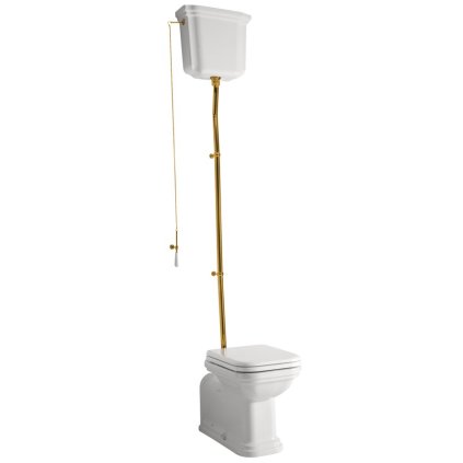 Kerasan, WALDORF WC csésze tartállyal, alsó/hátsó hulladék, fehér-bronz, WCSET20-WALDORF