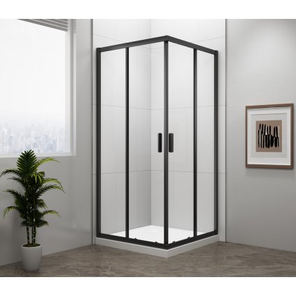 Polysan, EASY BLACK négyzet alakú zuhanyparaván 800x800mm, átlátszó üveg, EL5215B