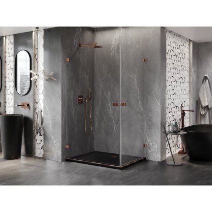 585355 15 mexen lunar b duo vyklopny sprchovy kut 100 x 85 cm cire sklo ruzove zlato 832 100l 085p 60 00