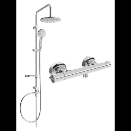 Mexen Carl zuhanygarnitúra esőzuhannyal és vékony termosztatikus zuhanycsappal, króm, 77105240-00