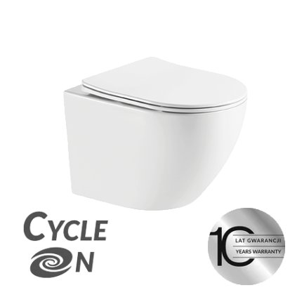 Laveo Desna Cycleon 2.0, falra akasztható WC csésze duroplast WC ülőkével, Vortex öblítés, fényes fehér, LAV-VMD_610S