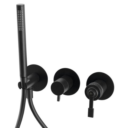 Sapho, VERSI falsík alatti zuhany-/kádcsaptelep, kézi zuhany, 2 kimenettel, matt fekete, RV052/15