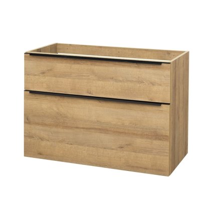 Mereo, Mereo Mailo, fürdőszobaszekrény 101 cm, Riviera tölgyfa, fekete fogantyú, MER-CN522SB