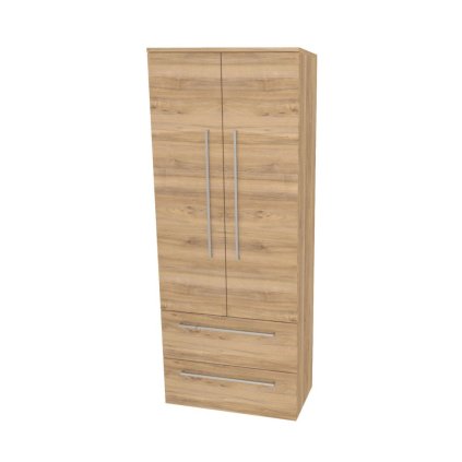 Mereo, Mereo Bino, fürdőszobaszekrény 163 cm magas, dupla, Multidekor, Természetes Pacific Dió, MER-CN699OPP2