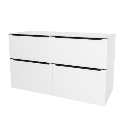 Mereo, Mereo Mailo, fürdőszobaszekrény 121 cm, fekete fogantyú, Multidecor, Fehér, magasfényű gyöngy, MER-CN593SBBIEL