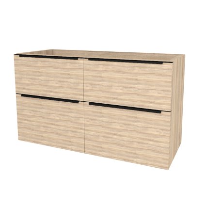 Mereo, Mereo Mailo, fürdőszobaszekrény 121 cm, fekete fogantyú, Multidecor, Szőke Liberty Elm, MER-CN593SBBLE1