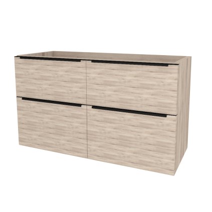 Mereo, Mereo Mailo, fürdőszobaszekrény 121 cm, fekete fogantyú, Multidecor, Világos Kronberg tölgy, MER-CN593SBDKRS
