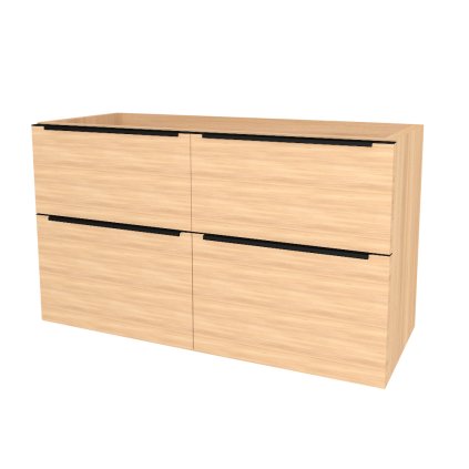 Mereo, Mereo Mailo, fürdőszobaszekrény 121 cm, fekete fogantyú, Multidecor, Tölgyfa homokszín Barbera, MER-CN593SBDSB1