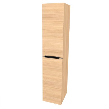 Mereo, Mereo Mailo, fürdőszobaszekrény 170 cm magas, fekete fogantyú, Multidecor, Tölgyfa homokszín Barbera, MER-CN594LPBDSB1