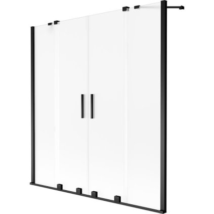 Mexen, Mexen Velar Duo 2 szárnyas eltolható kádparaván 140 x 150 cm, fagyos, fekete - 896-140-000-32-70