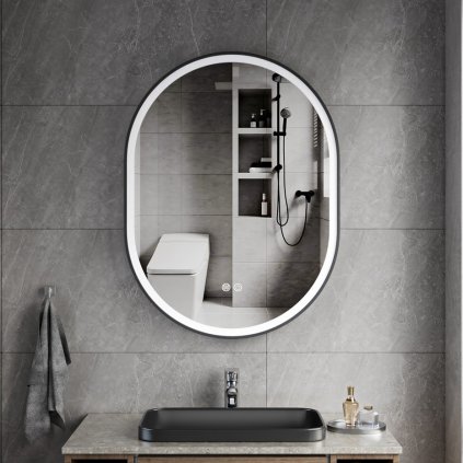 ErgaGwenOvalneLEDzrkadlo60x80cmCiernyRam 1