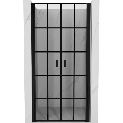 Mexen Zuhanyajtó nyílás MIST (d+d) 100x200 cm 6 mm fekete, rács, 8A7-100-000-70-77