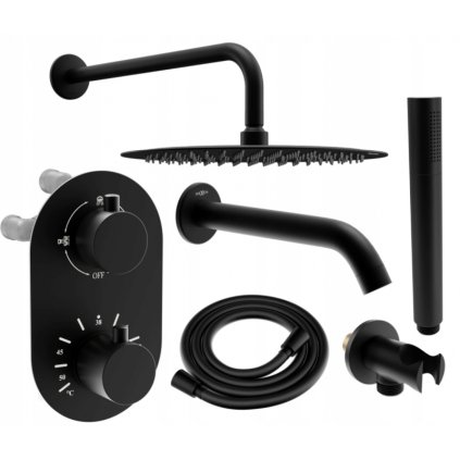 Mexen Kai DR70 rejtett kád-zuhany szett esőzuhannyal 25 cm, fekete, 77602DR70251-70