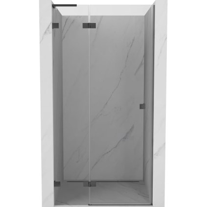 Mexen, Mexen Lunar L Bal oldali billenő zuhanyajtó 125 cm, átlátszó, szálcsiszolt szürke-fekete - 834L-125-000-66-00-L